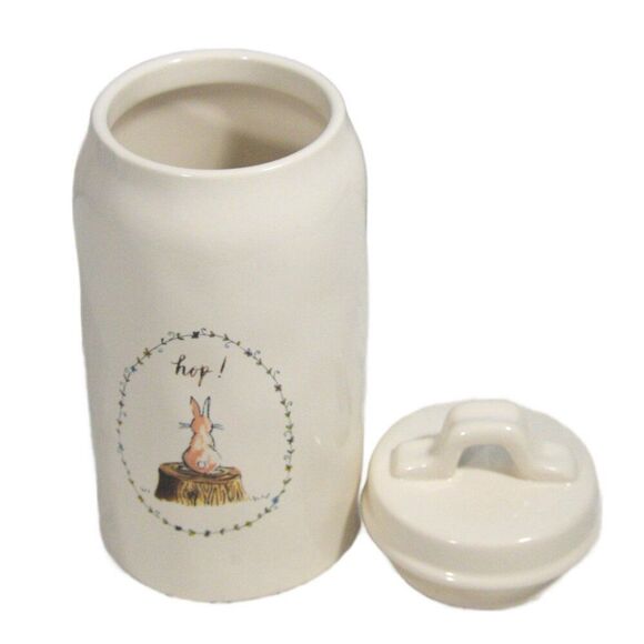 Rae Dunn Bunny Hop! Canister 10 inch Farmhouse Kitchen Decor - Picture 2 of 3